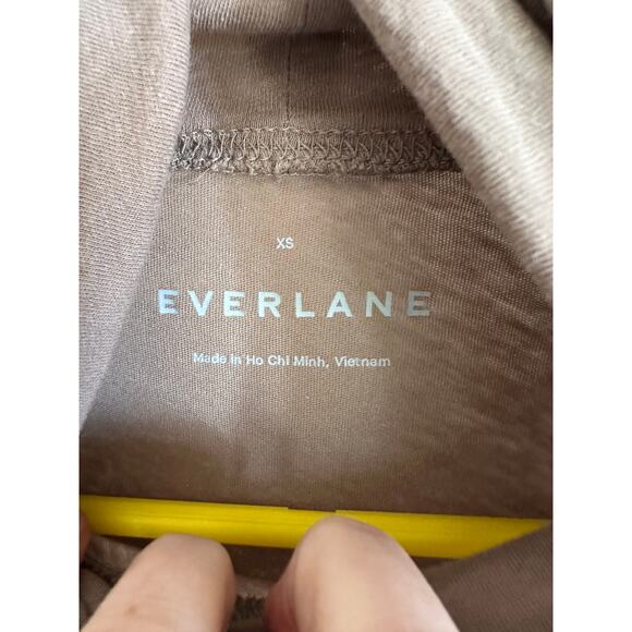 Everlane Organic Cotton Tissue turtleneck Size XS Taupe Minimalist Staple Layer - Picture 2 of 7